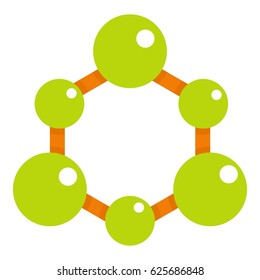 Green molecule structure icon flat isolated on white background vector illustration