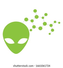 green molecules and alien head, vector