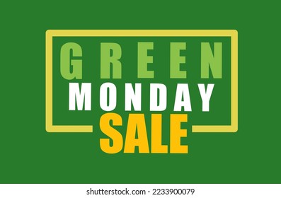 Green monday sale concept template in on green background with . Winter outlet, Christmas sale concept.