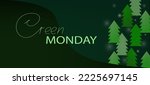 Green monday sale tree background. Vectpr 3d, cartoon illistrationfor banner.