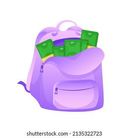 Green money in a backpack