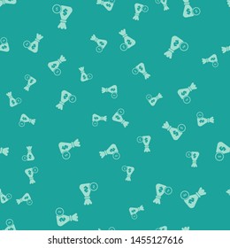 Green Money bag and coin icon isolated seamless pattern on green background. Dollar or USD symbol. Cash Banking currency sign.  Vector Illustration