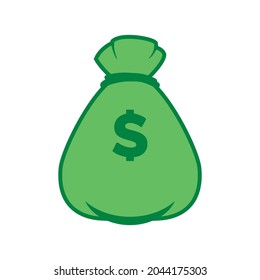 Green money bag with dollar symbol icon vector. Green sack with money icon isolated on a white background. Financial symbol vector