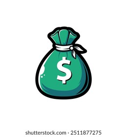 Bolso de dinero verde Vector simple