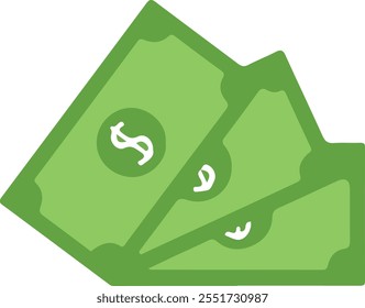 Green money dollar bills icon illustration