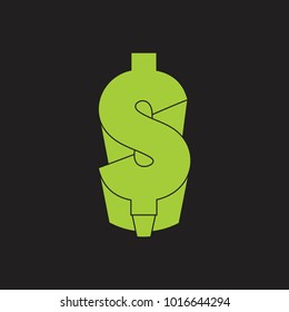 green money dollar symbol 3d monogram logo vector