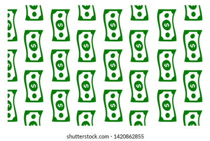 Green Money Dollars Raining Pattern Background Illustration