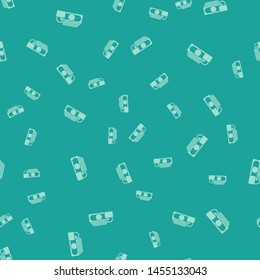 Green Money with lock icon isolated seamless pattern on green background. Locked money. Security, safety, protection concept. Concept of a safe payment.  Vector Illustration