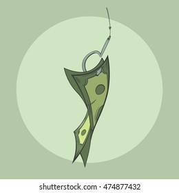 Green money on hooks