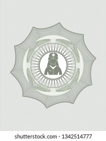 Green money style emblem or rosette with nurse icon inside