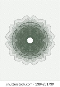 Green money style emblem or rosette. Vector Illustration. Detailed.