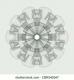 Green money style emblem or rosette. Vector Illustration. Detailed.