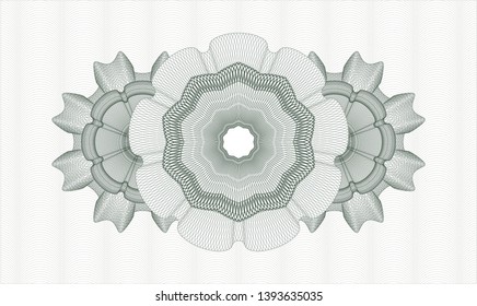 Green money style emblem or rosette. Vector Illustration. Detailed.