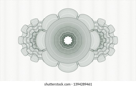 Green money style emblem or rosette. Vector Illustration. Detailed.