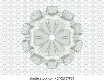 Green money style emblem or rosette. Vector Illustration. Detailed.