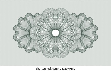 Green money style emblem or rosette. Vector Illustration. Detailed.