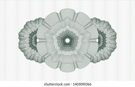 Green money style emblem or rosette. Vector Illustration. Detailed.