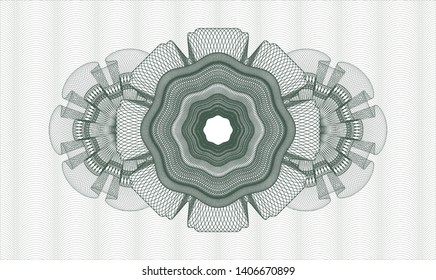 Green money style emblem or rosette. Vector Illustration. Detailed.