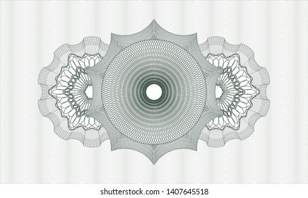 Green money style emblem or rosette. Vector Illustration. Detailed.