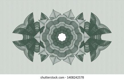 Green money style emblem or rosette. Vector Illustration. Detailed.
