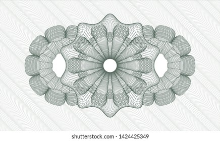 Green money style emblem or rosette. Vector Illustration. Detailed.