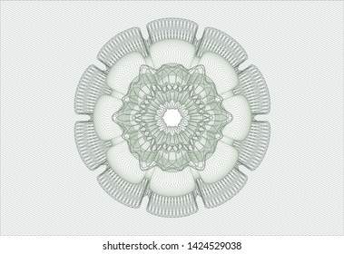 Green money style emblem or rosette. Vector Illustration. Detailed.