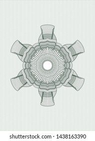 Green money style emblem or rosette. Vector Illustration. Detailed.