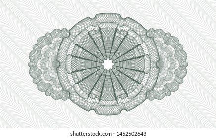 Green money style emblem or rosette. Vector Illustration. Detailed.