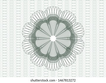 Green money style emblem or rosette. Vector Illustration. Detailed.