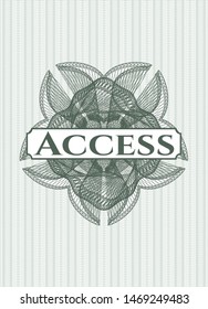Green money style emblem or rosette with text Access inside