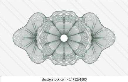 Green money style emblem or rosette. Vector Illustration. Detailed.