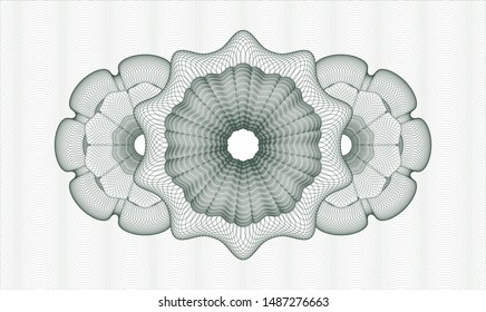 Green money style emblem or rosette. Vector Illustration. Detailed.