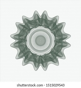 Green money style emblem or rosette. Vector Illustration. Detailed.