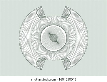 Green money style emblem or rosette. Vector Illustration. Detailed.