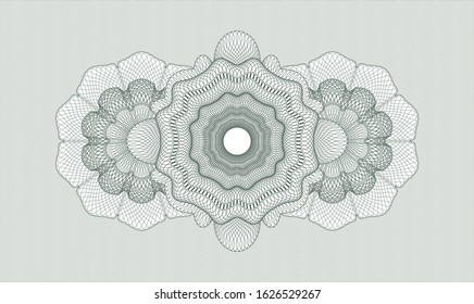 Green money style emblem or rosette. Vector Illustration. Detailed.