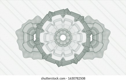 Green money style emblem or rosette. Vector Illustration. Detailed.