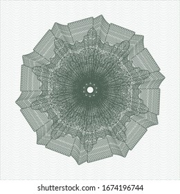 Green money style emblem or rosette. Vector Illustration. Detailed.