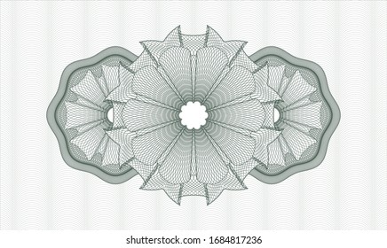 Green money style emblem or rosette. Vector Illustration. Detailed.