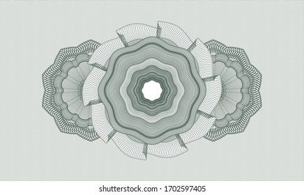 Green money style emblem or rosette. Vector Illustration. Detailed 