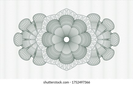 Green money style emblem or rosette. Vector Illustration. Detailed 