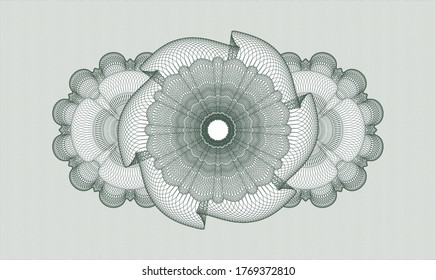 Green money style emblem or rosette. Vector Illustration. Detailed 