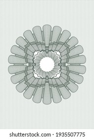 Green money style emblem or rosette. Vector Illustration. Detailed. 