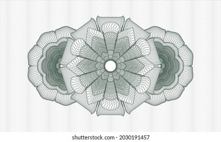 Green money style emblem or rosette. Vector Illustration. Detailed 