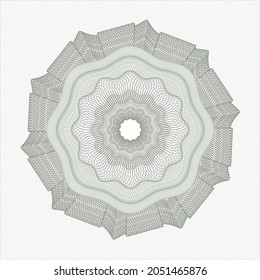 Green money style emblem or rosette. Vector Illustration. Detailed. 