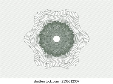 Green money style emblem or rosette. Vector Illustration. Detailed. 