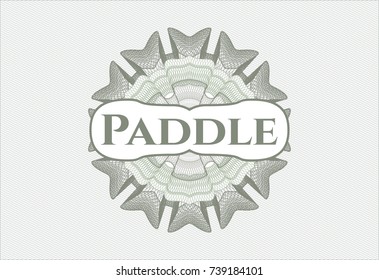 Green money style emblem or rosette with text Paddle inside