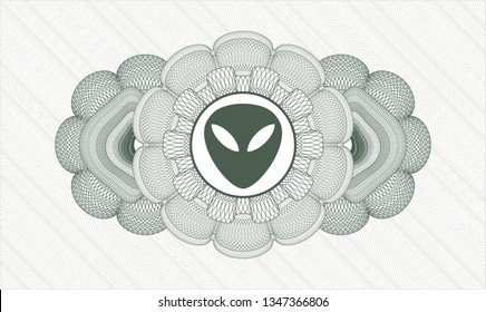 Green money style rosette with alien icon inside
