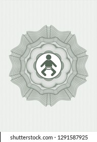 Green money style rosette with baby icon inside