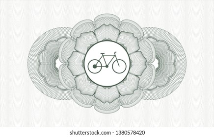 Green money style rosette with bike icon inside