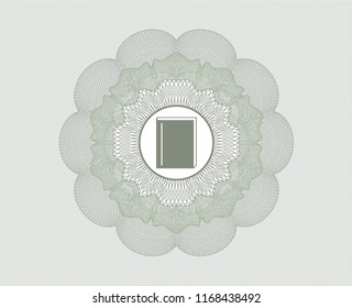 Green money style rosette with book icon inside